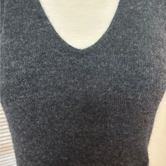Vince Charcoal Sleeveless V Neck Sweater Dress - Picture 2 of 8